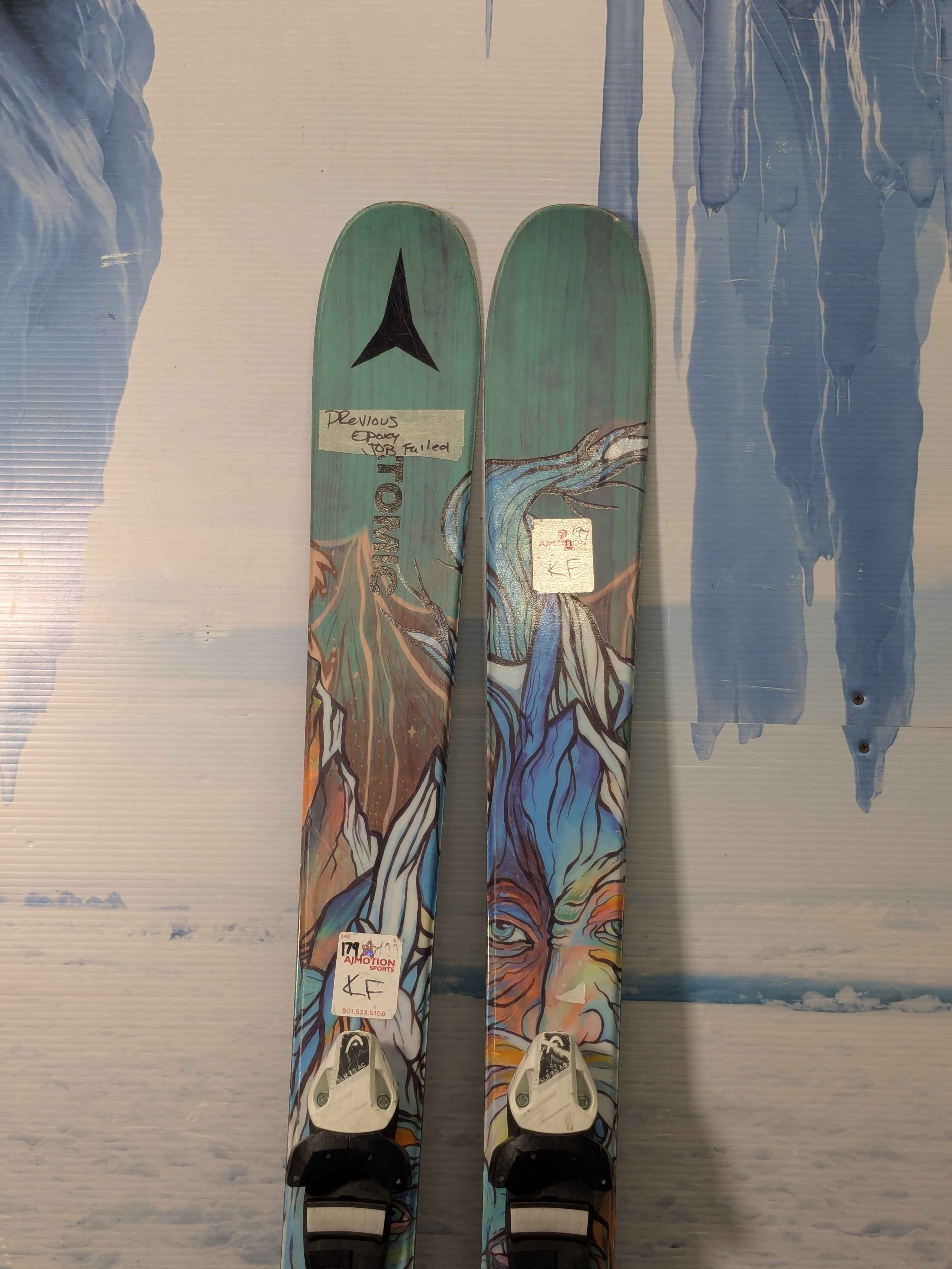 Heavily Used Atomic Bent Chetler 90 163cm Junior Mini Skis w/ Tyrolia SLR 7.5 AC Demo Bindings