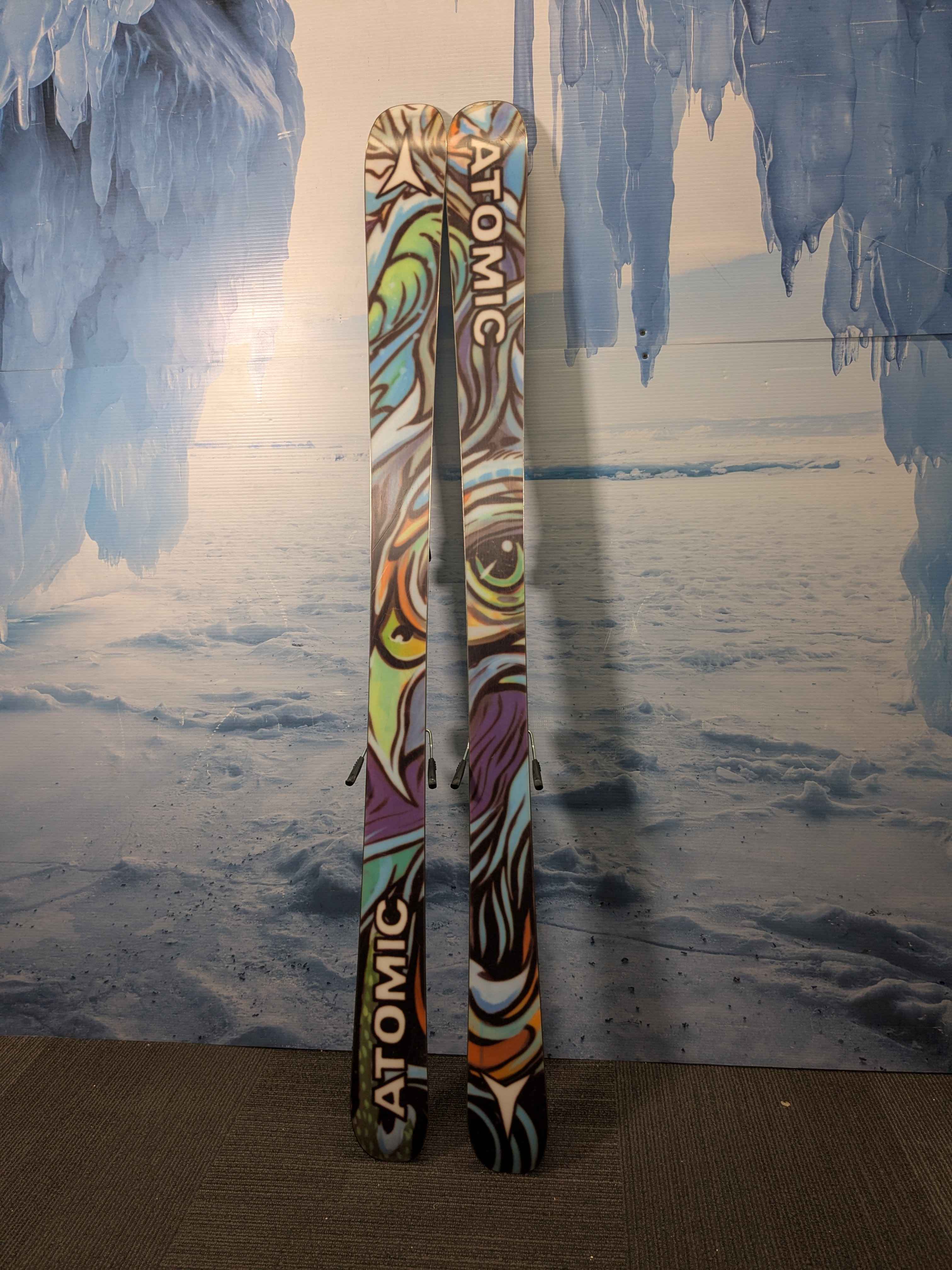 Heavily Used Atomic Bent Chetler 90 163cm Junior Mini Skis w/ Tyrolia SLR 7.5 AC Demo Bindings