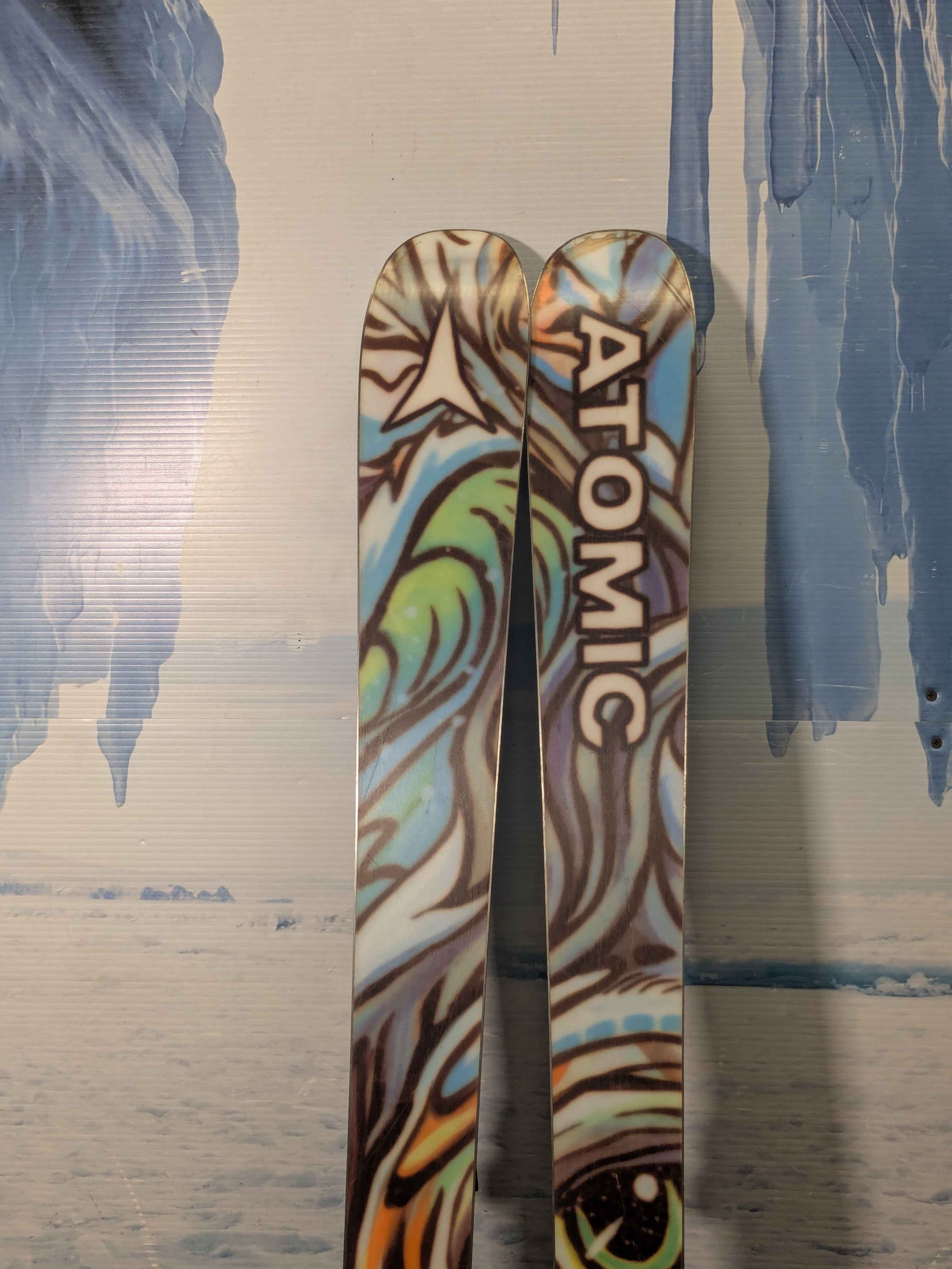 Heavily Used Atomic Bent Chetler 90 163cm Junior Mini Skis w/ Tyrolia SLR 7.5 AC Demo Bindings