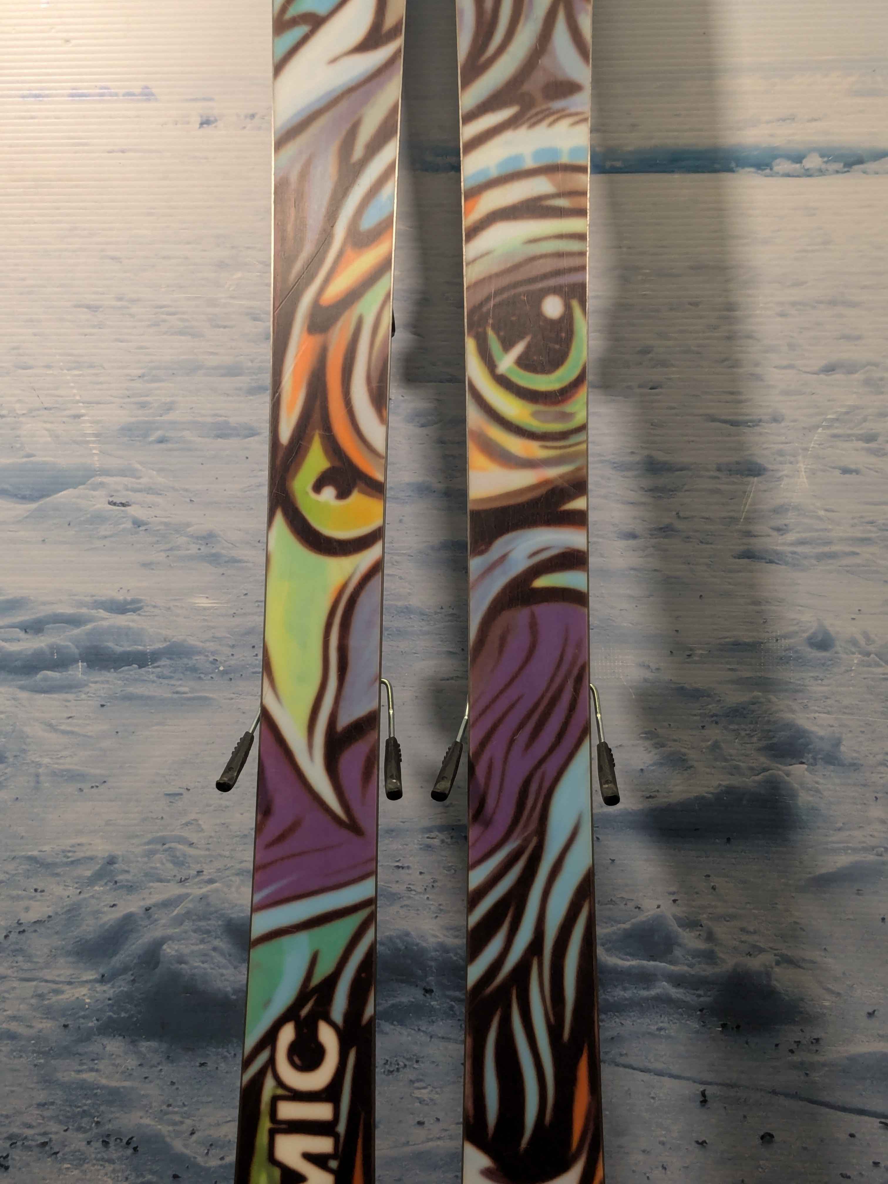 Heavily Used Atomic Bent Chetler 90 163cm Junior Mini Skis w/ Tyrolia SLR 7.5 AC Demo Bindings