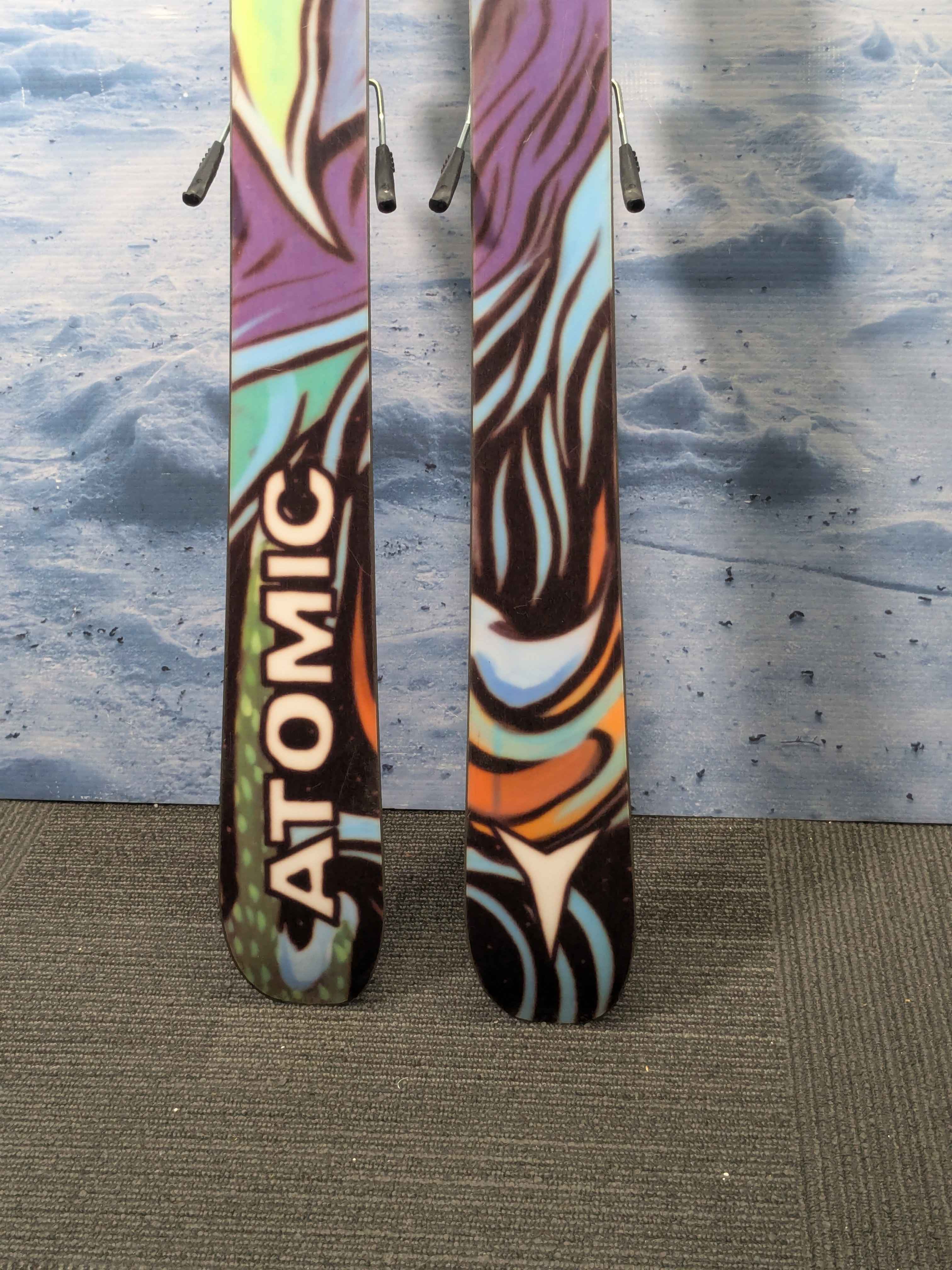 Heavily Used Atomic Bent Chetler 90 163cm Junior Mini Skis w/ Tyrolia SLR 7.5 AC Demo Bindings