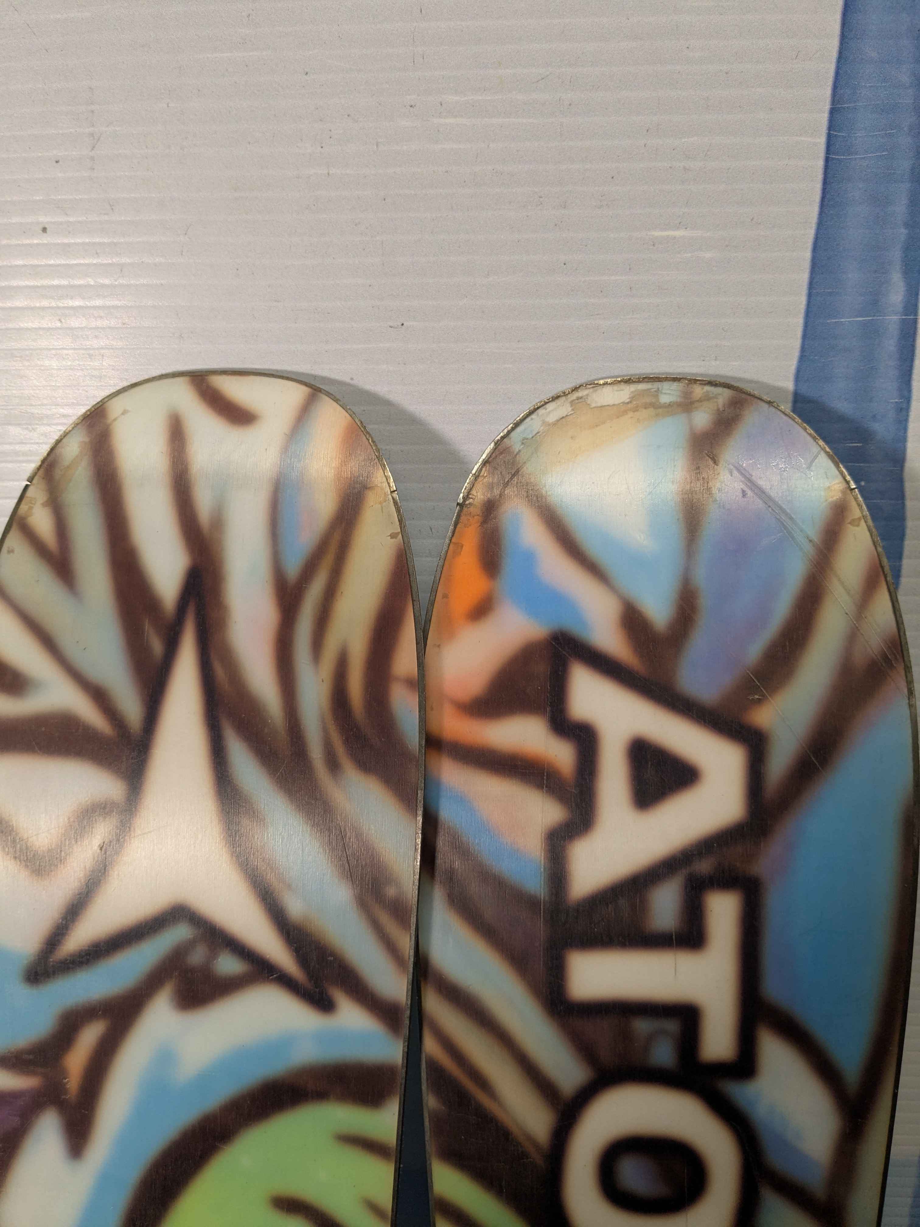 Heavily Used Atomic Bent Chetler 90 163cm Junior Mini Skis w/ Tyrolia SLR 7.5 AC Demo Bindings