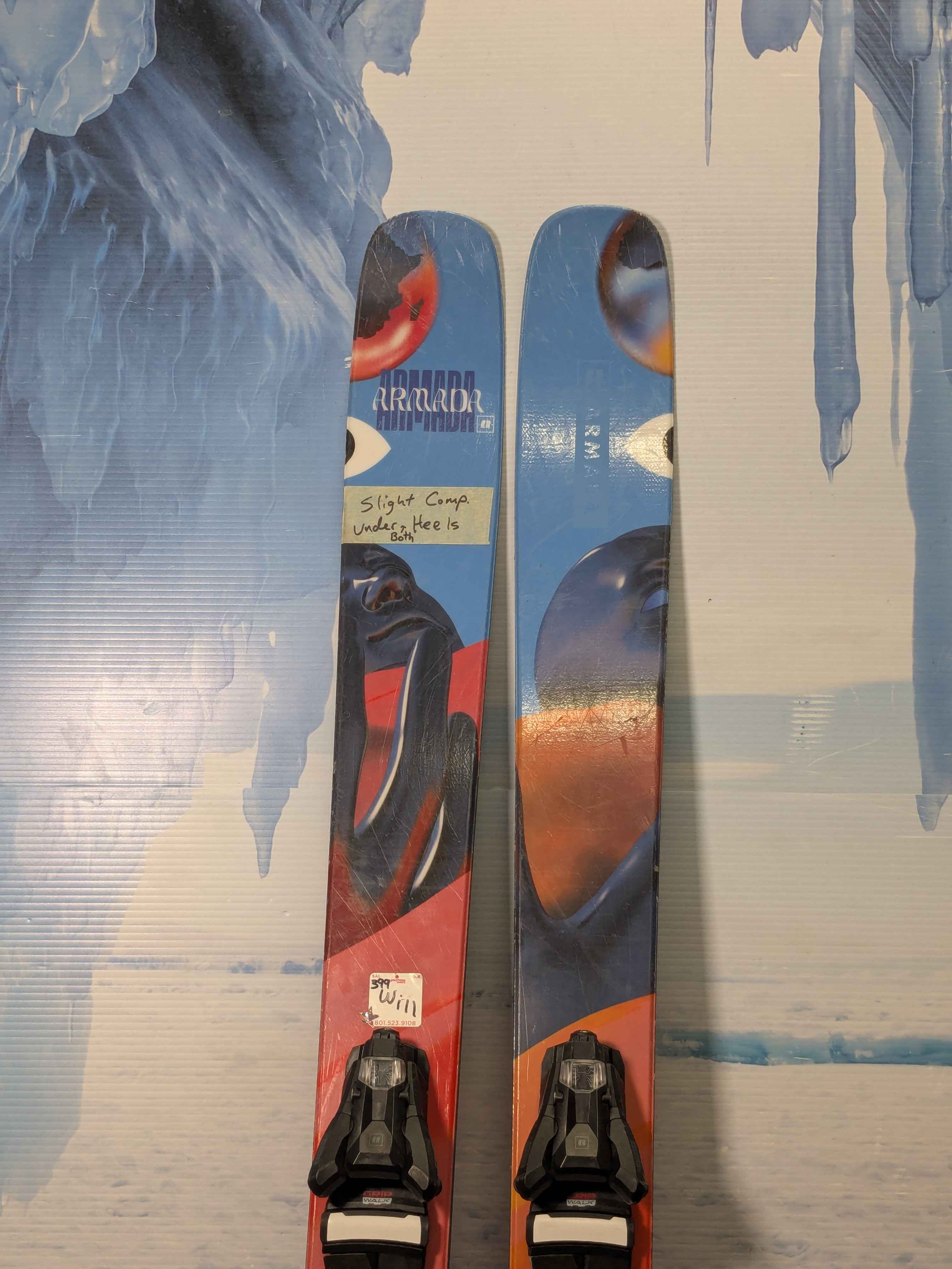 Heavily Used Armada ARV 100 172cm Skis w/ Demo Armada Strive 13 Bindings
