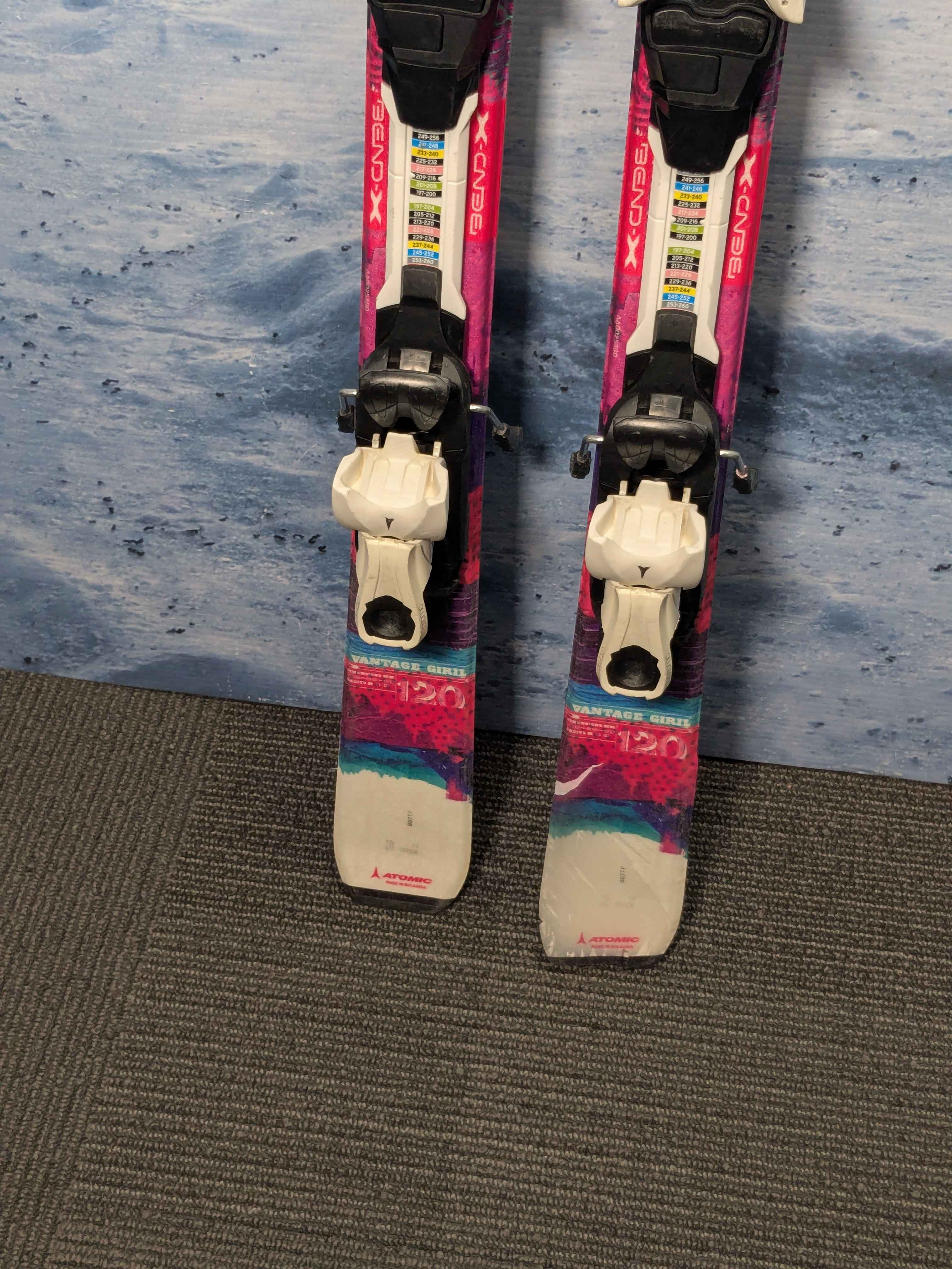 Used Atomic Vantage Girl Bend X Jr Ski 120cm w/ Atomic XTE 4.5 Demo Bindings