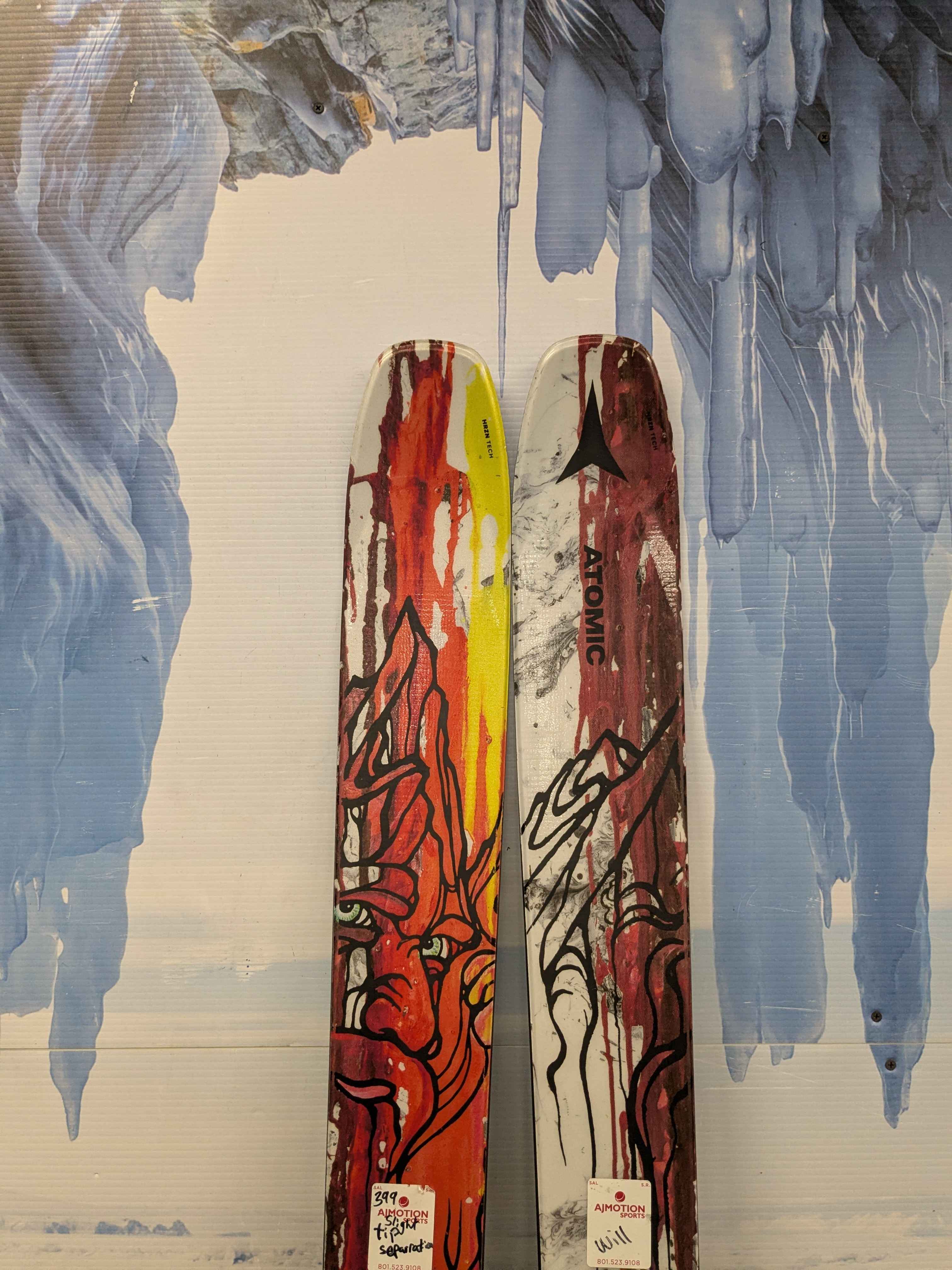 Heavily Used Atomic Bent Chetler 110mm 180cm with Demo Strive 13 bindings