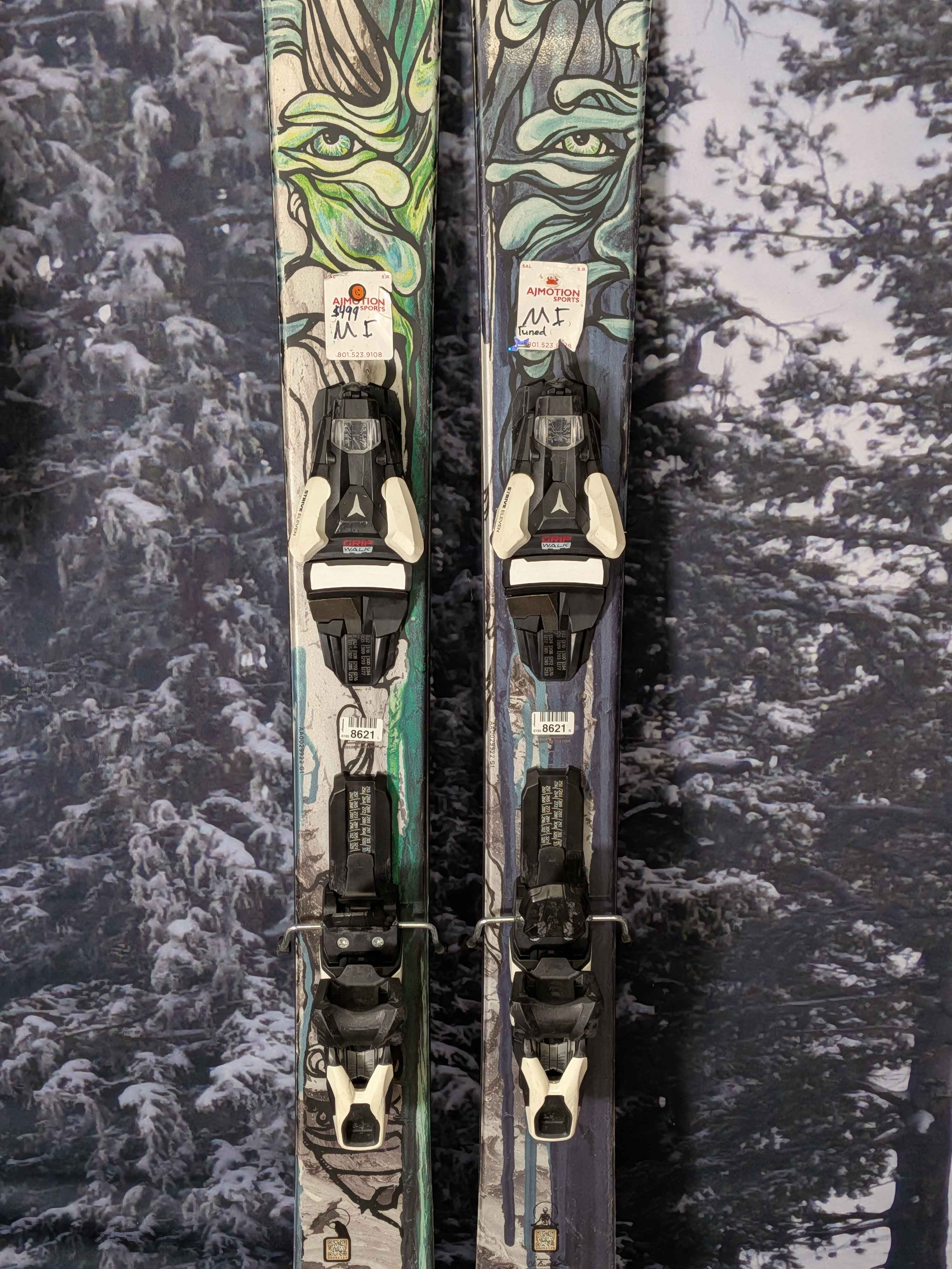 Used Atomic Bent Chetler 100 164 cm Skis w/ Atomic Strive 11 Demo Bindings
