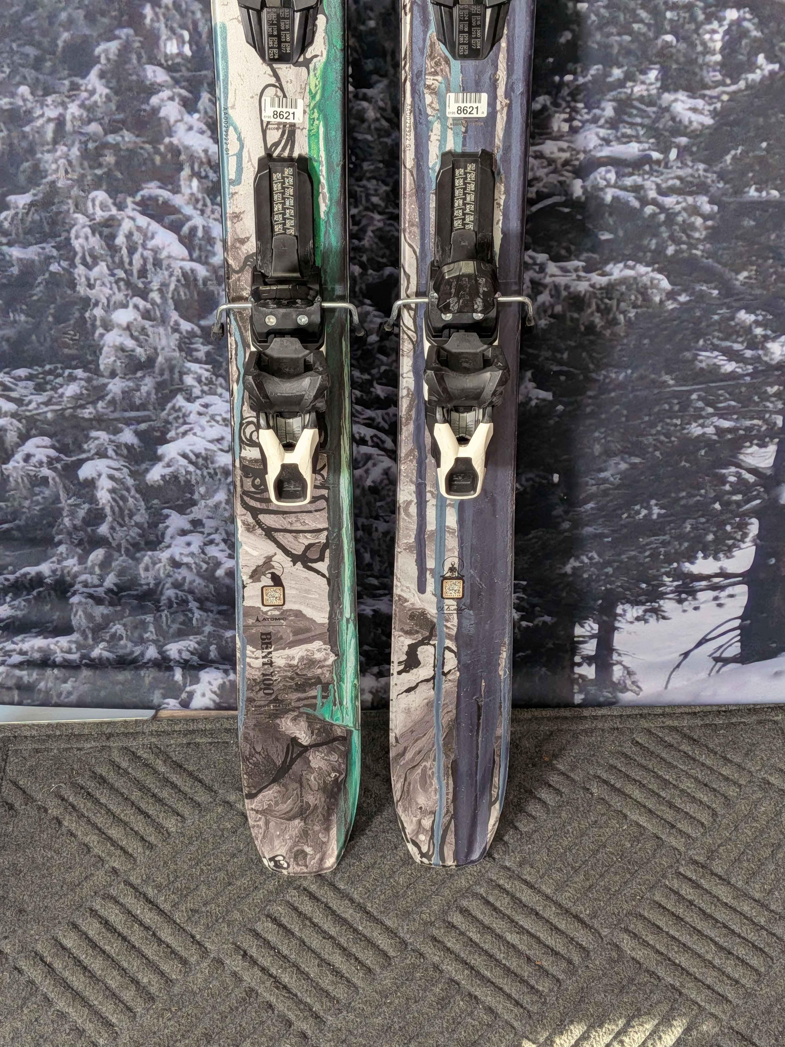 Used Atomic Bent Chetler 100 164 cm Skis w/ Atomic Strive 11 Demo Bindings