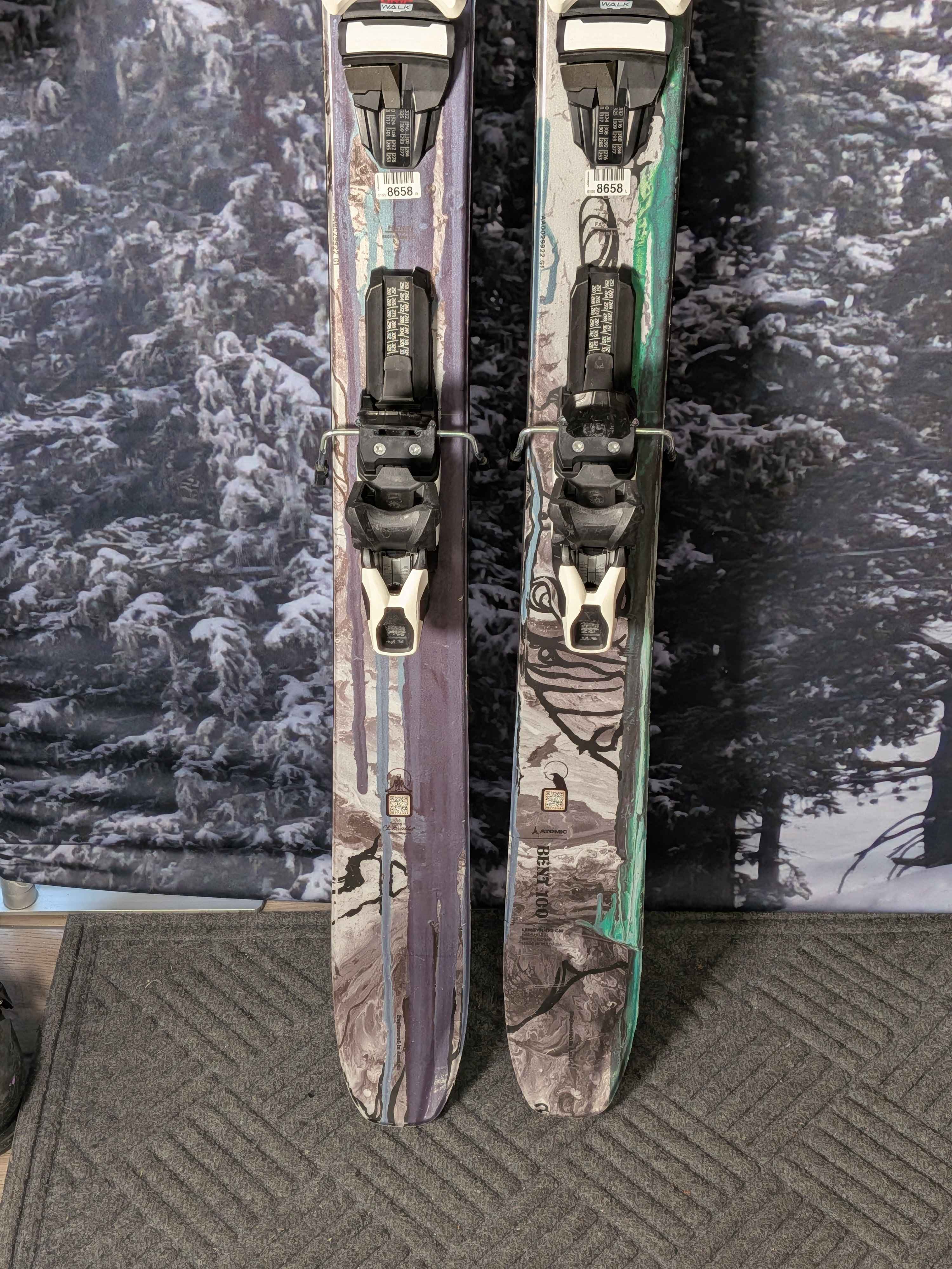 Used Atomic Bent Chetler 100 172 cm Skis w/ Atomic Strive 11 Demo Bindings