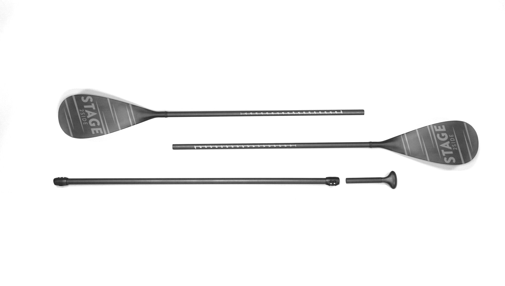 100% Carbon Fiber Composite Shaft reduces weight and adds stiffness 100% Carbon Fiber Blades. Double Paddle Adjusts between 112" to 156" to fit paddlers 5'2 to 6'3 Double Paddle Weighs 2 lbs., 6 oz. Singe Paddle Adjusts from 75 inches to over 90 inches in length! Single Paddle Weighs 1 lb., 11,5 oz.
