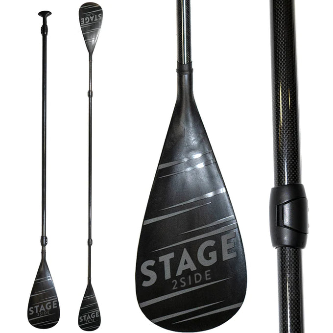 STAGE 2SIDE Double-Sided Paddleboard Paddle - 100% Carbon Fiber w/ PP+F Blades - SUP Paddle