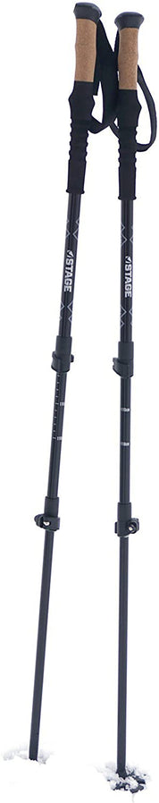 Hiking with trekking poles aids in removing stress from your joints, help with balance and stability, encourages better hiking posture, and can help increase your hiking speed Stage trekking poles easily adjust with tool-free, flip-lock levers. Poles adjust between 25" (63.5cm) and 53" (134.6cm). they easily pack down to fit in luggage or a backpack when not is use