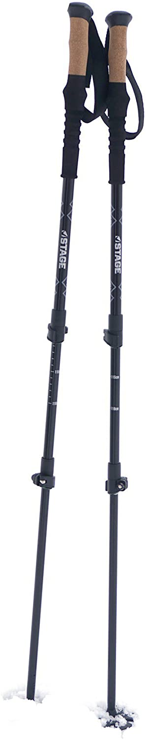 Hiking with trekking poles aids in removing stress from your joints, help with balance and stability, encourages better hiking posture, and can help increase your hiking speed Stage trekking poles easily adjust with tool-free, flip-lock levers. Poles adjust between 25" (63.5cm) and 53" (134.6cm). they easily pack down to fit in luggage or a backpack when not is use