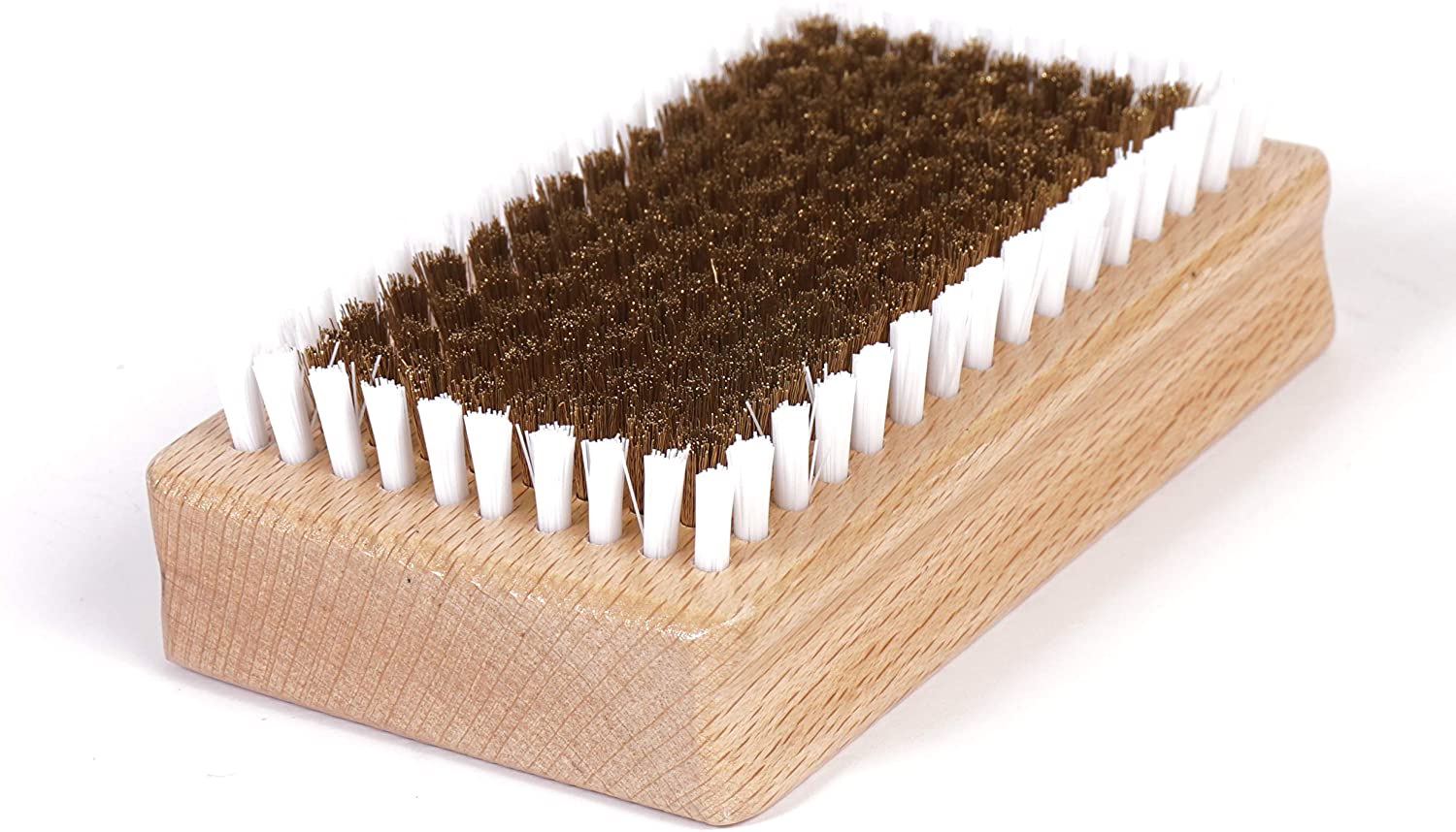 Ergonomic Wood Grip Coarse Stiff Brass Bristles Outer Ring of Soft Nylon Bristles Perfect for ski prepping and cleaning