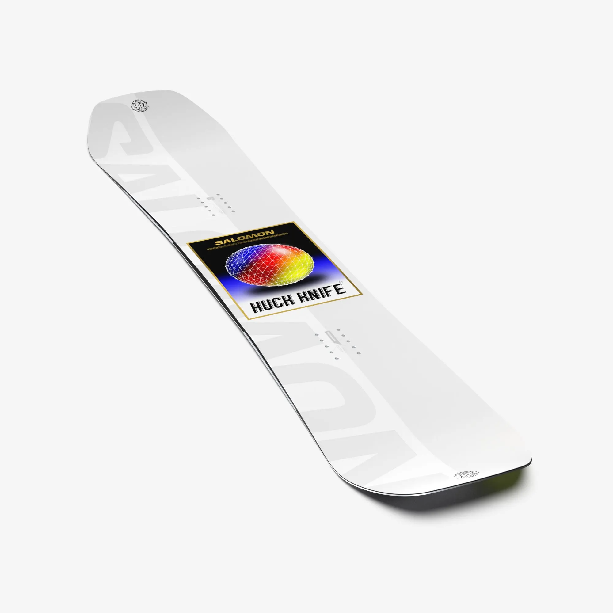 The Huck Knife is a true twin freestyle snowboard built for jumps, transition, and rails. This true park board features Quad Camber and a versatile flex for precise take-offs and landings. Natural flex and snap are enhanced by Popster Booster, while Royal Rubber Pads are placed in the sidewall to ensure smooth ride on firm snow and big jumps.