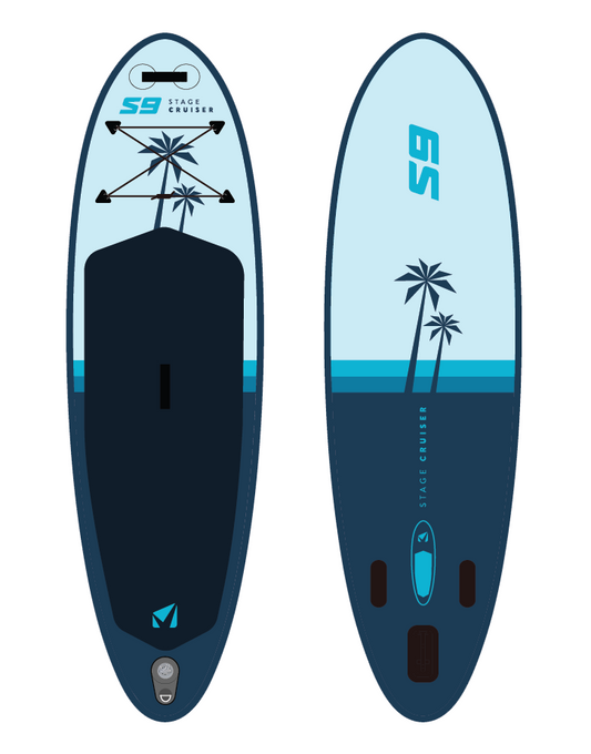 STAGE S9 Cruiser 9' Inflatable SUP Board - (Best for 80 - 130lbs)