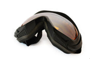 Stylish Over the Glasses (OTG) complete with protective microfiber storage bag. Spherical double anti-fog lenses Fits over helmet with fully adjustable strap Flexible and durable frame for comfortable fit Great for any winter activity