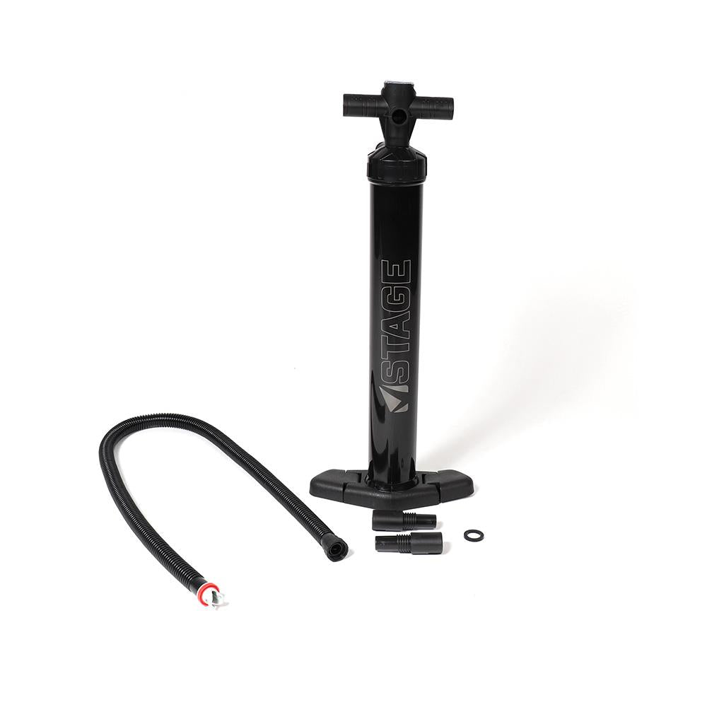Double Action & Single Action Lever Fold-Up Feet Removable Screw-In Handles High Efficiency Hose and Gasket Pressure Gauge that reads 4psi - 29psi Inflate & Deflate Modes﻿