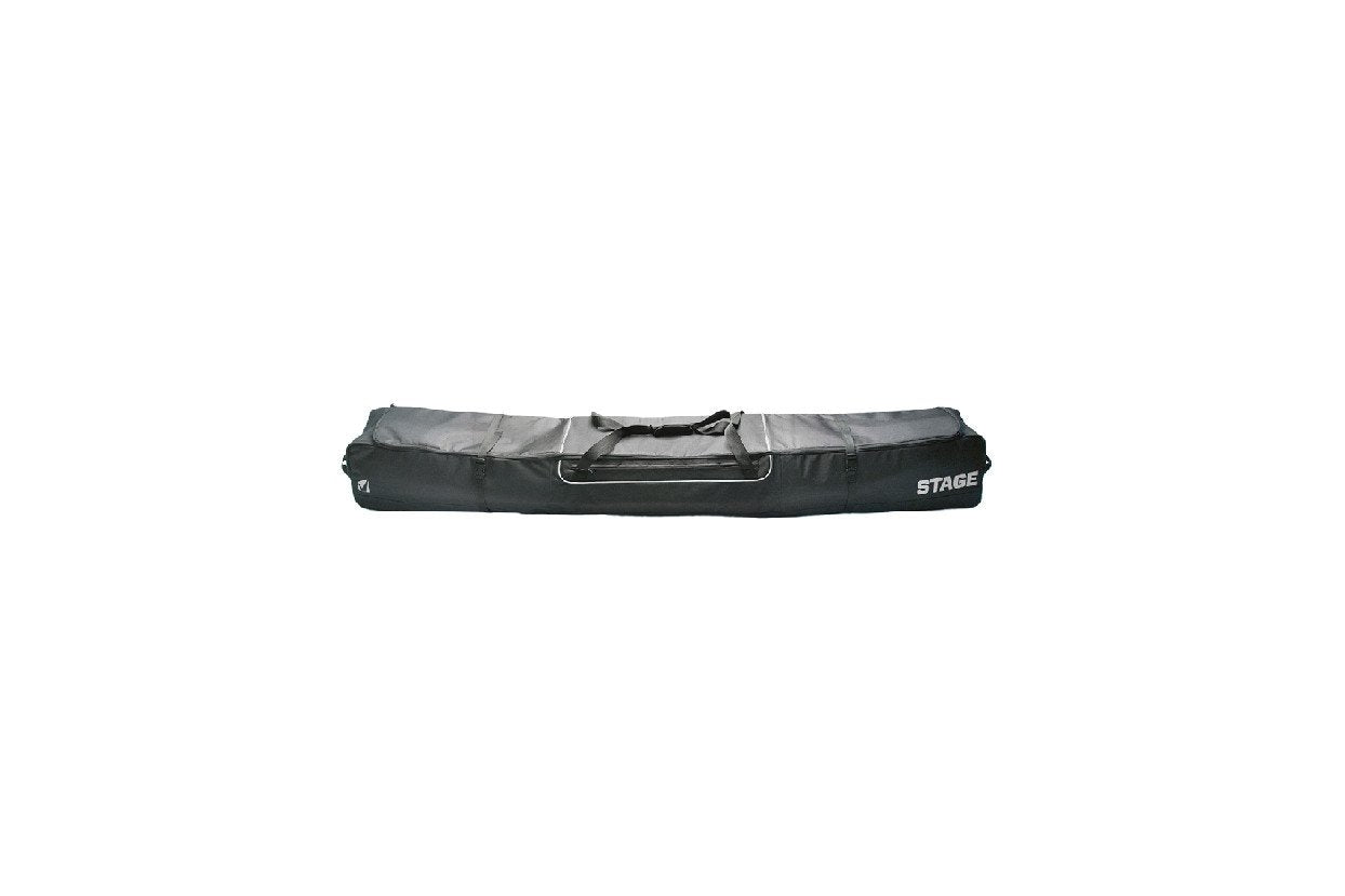 internal and external stabilization straps wide top opening for easy load fits two pairs of skis durable, water resistant, 600 Denier Polyester material padding to protect your skis external front pocket for small items dual internal organizer pockets shoulder straps Fits skis up to 180 CM in Length 3mm padding