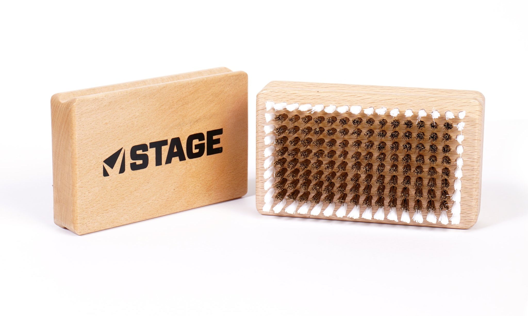 Ergonomic Wood Grip Coarse Stiff Brass Bristles Outer Ring of Soft Nylon Bristles Perfect for ski prepping and cleaning