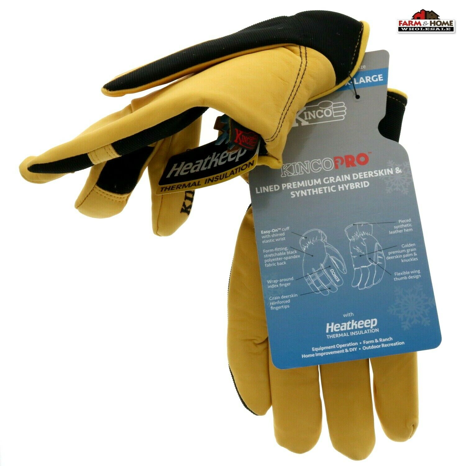 Kinco Lined Premium Deerskin & Synthetic Hybrid Glove